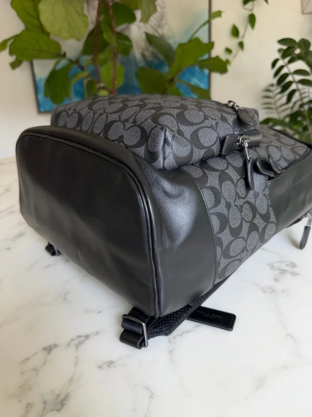 NWT Coach West Backpack In Signature Canvas & Leather Charcoal / Black 2736